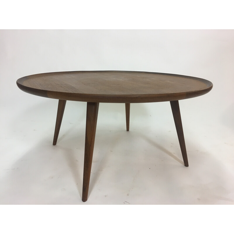 Vintage Round Teak Coffee Table - 1950s