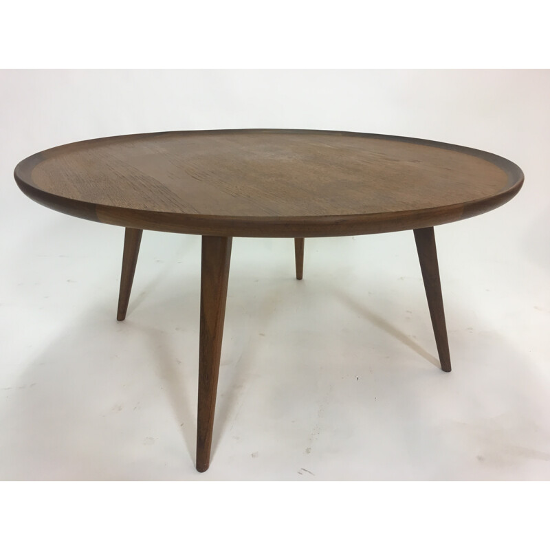 Vintage Round Teak Coffee Table - 1950s