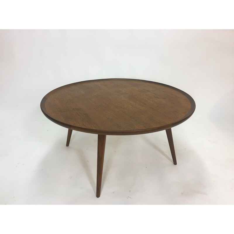 Vintage Round Teak Coffee Table - 1950s