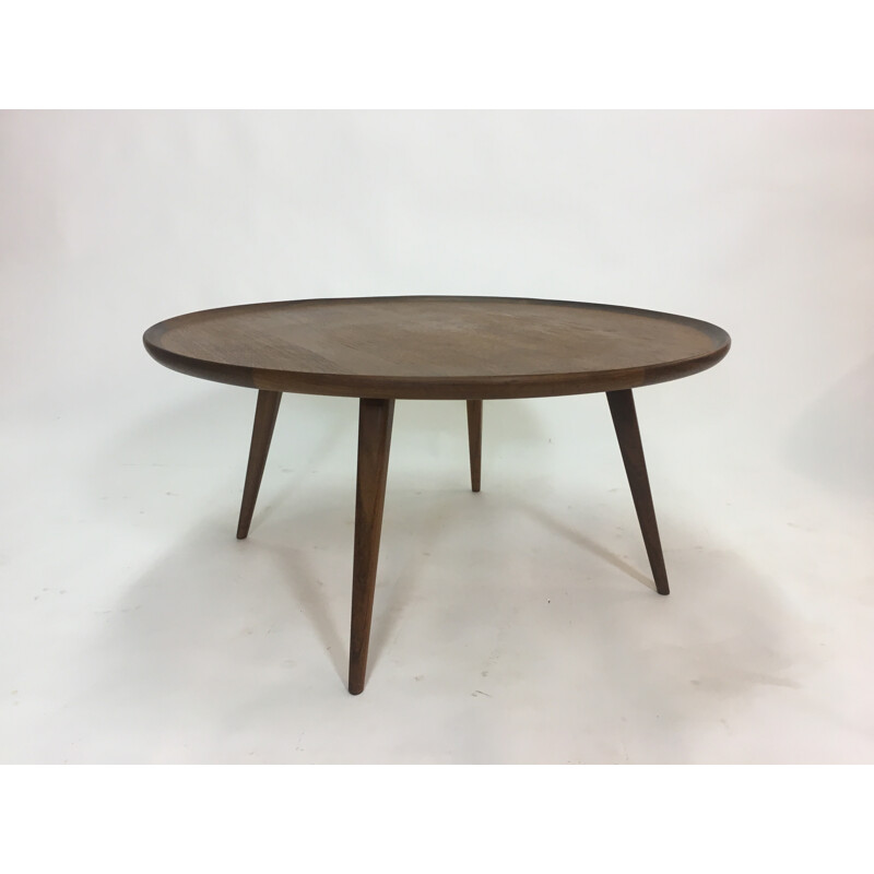 Vintage Round Teak Coffee Table - 1950s