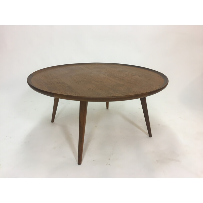 Vintage Round Teak Coffee Table - 1950s