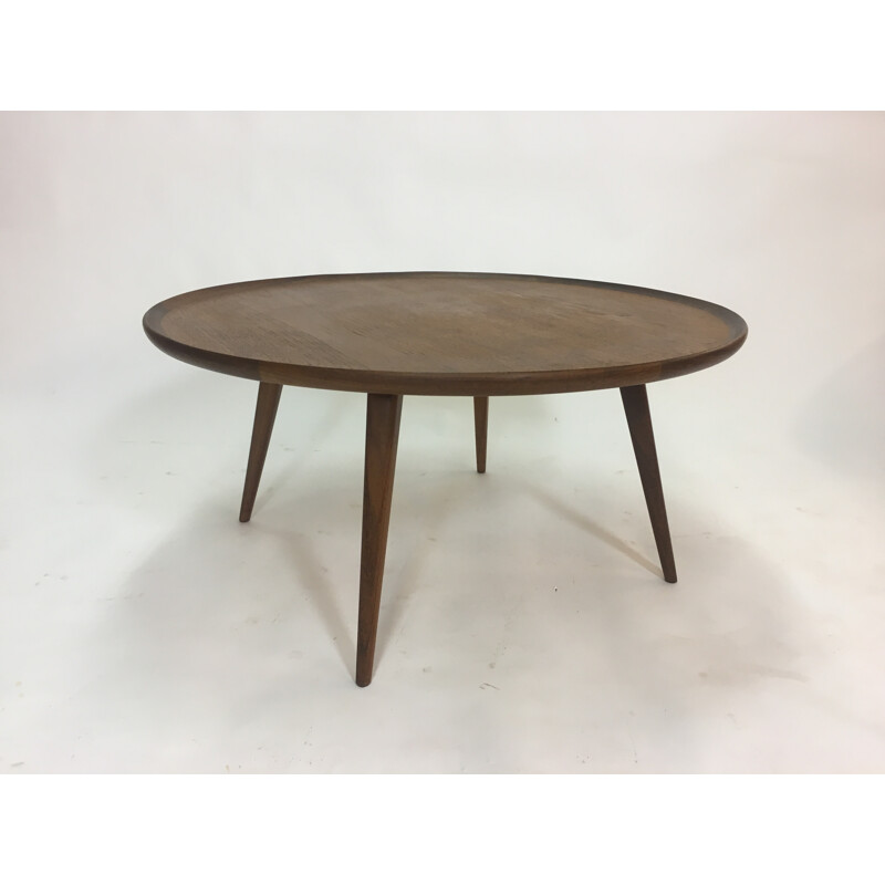 Vintage Round Teak Coffee Table - 1950s