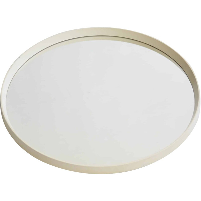 Miroir vintage rond laqué blanc - 1960