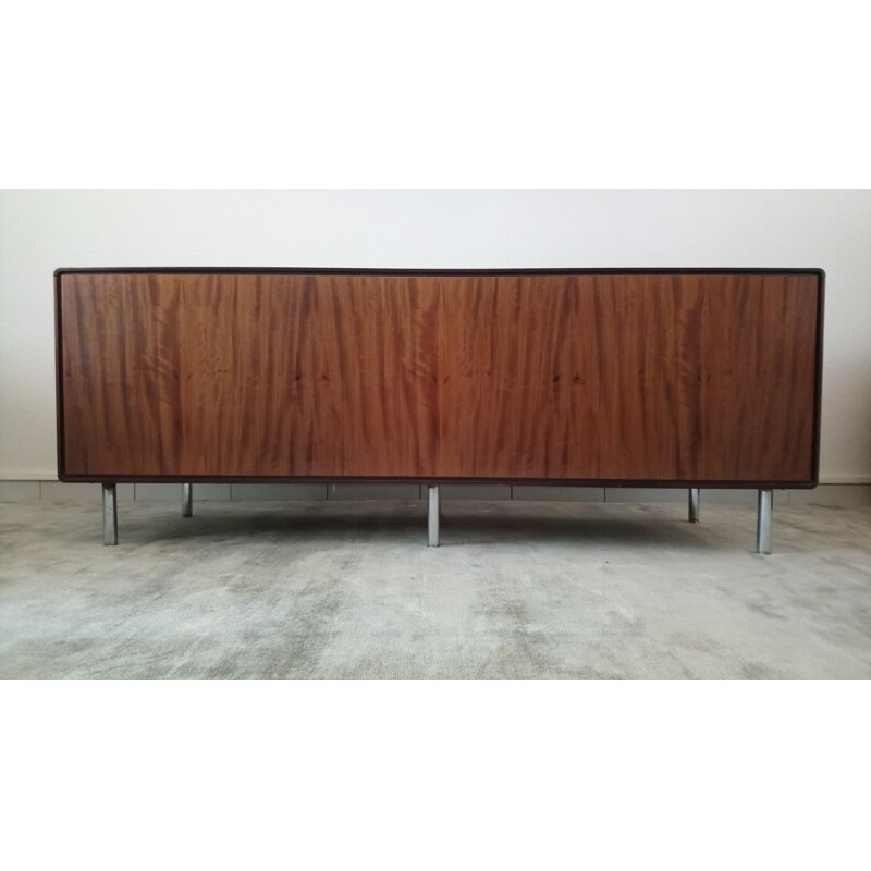 Vintage wooden and leatherette sideboard - 1960s