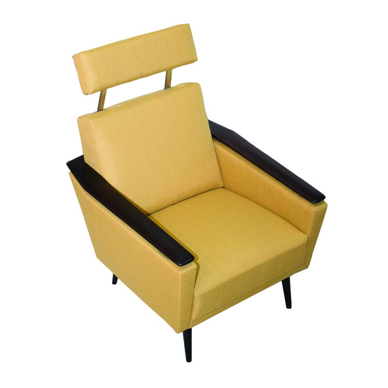 Fauteuil vintage scandinave jaune - 1960