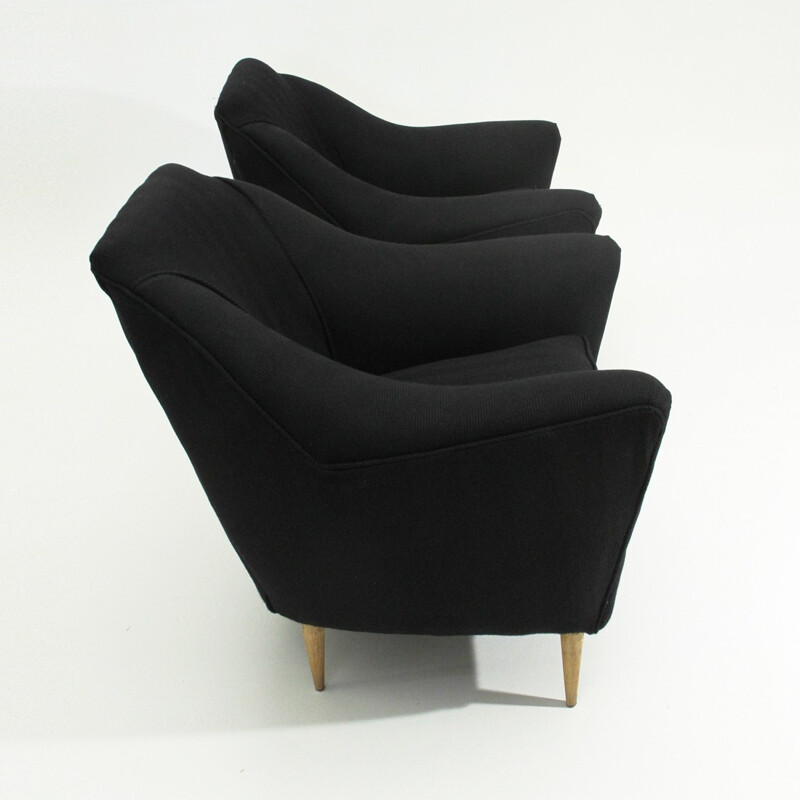 Set of 2 vintage Italian black Armchairs - 1950s