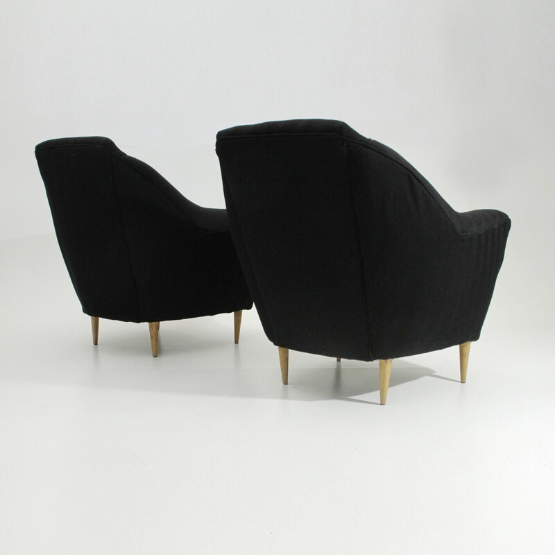 Set of 2 vintage Italian black Armchairs - 1950s