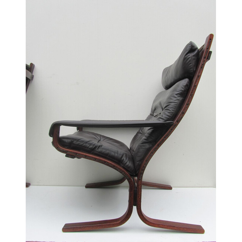 Pair of lounge chairs in  leather and wood, Ingmar RELLING - 1960s