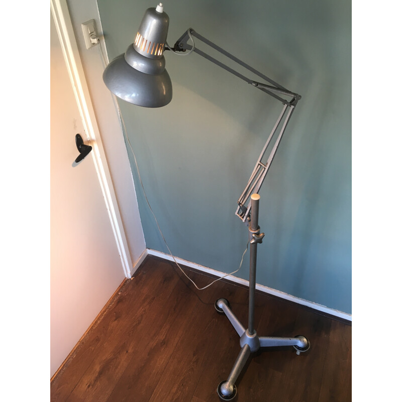 Vintage anglepoise floor lamp with wheels by Asea, 1950