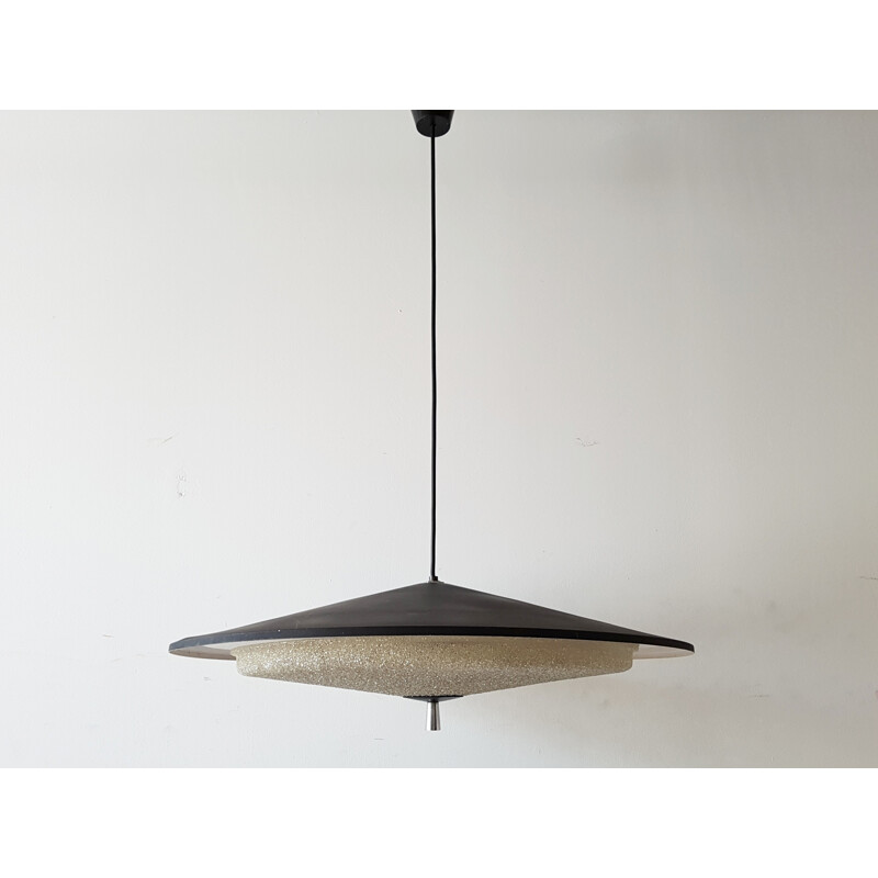 Vintage metal and resin saucer ceiling lamp - 1960s