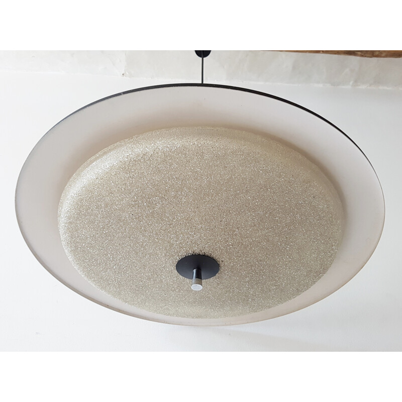 Vintage metal and resin saucer ceiling lamp - 1960s