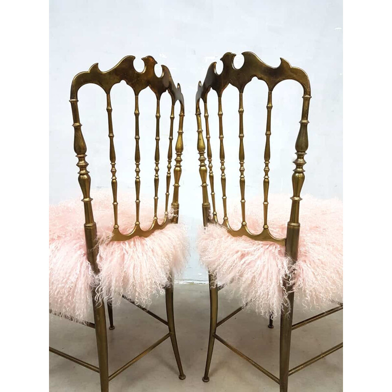 Suite de 2 chaises vintage en laiton doré par Chiavari - 1960