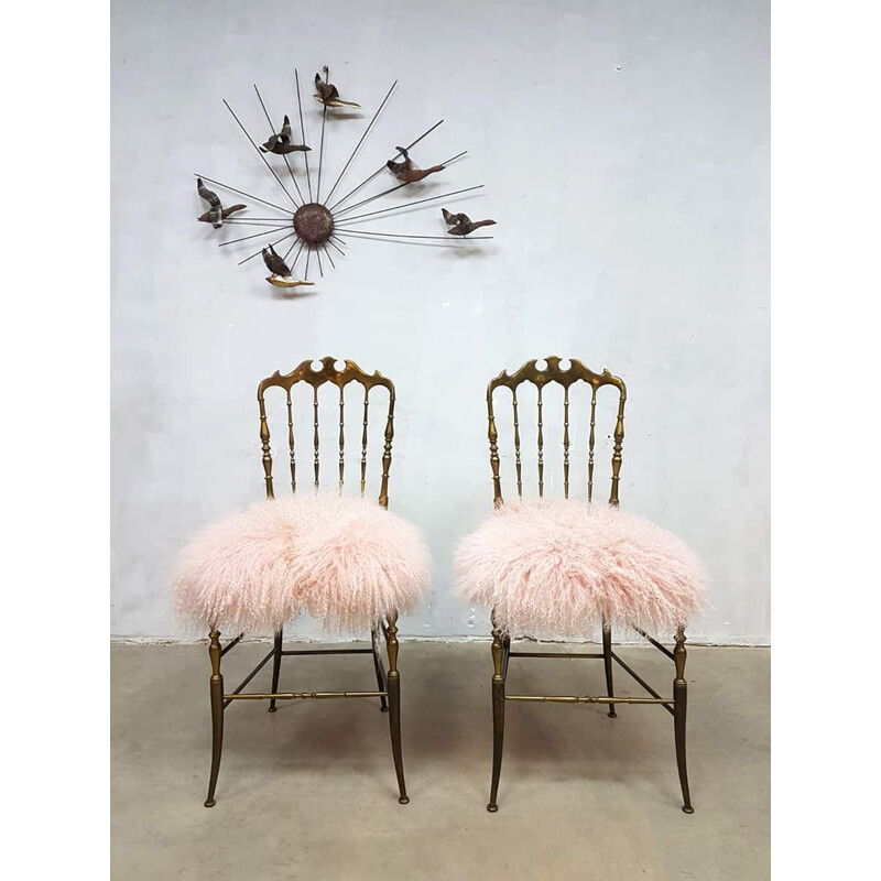 Suite de 2 chaises vintage en laiton doré par Chiavari - 1960