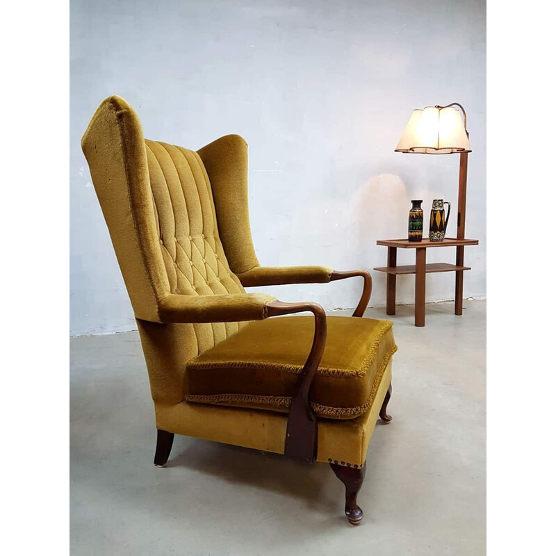 Vintage French wingback lounge chair - 1950s