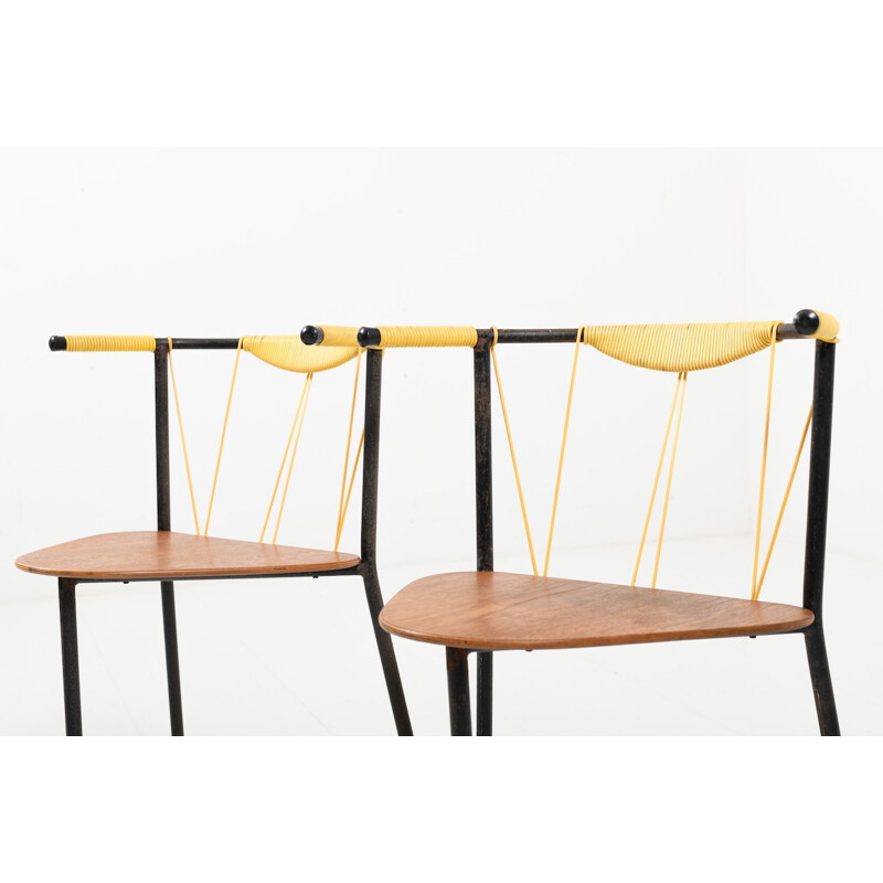 Danish Vintage Pair of Chairs in Teak and Metal - 1950s