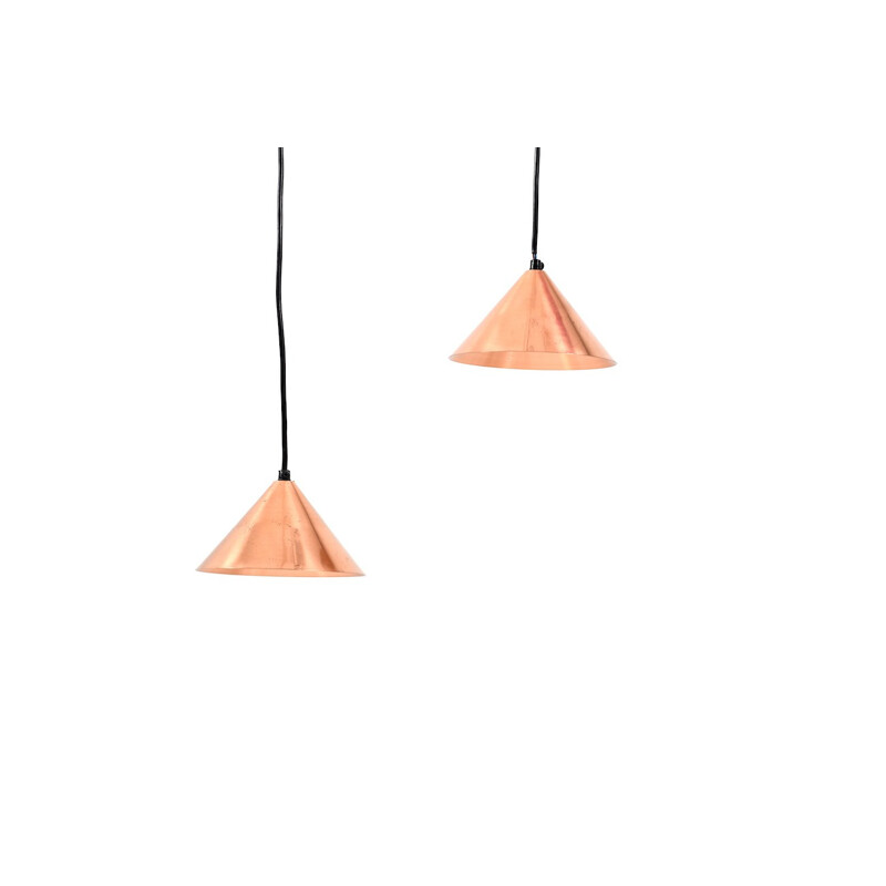 Suite de 2 Lampes jumelles vintage danoise en cuivre - 1960