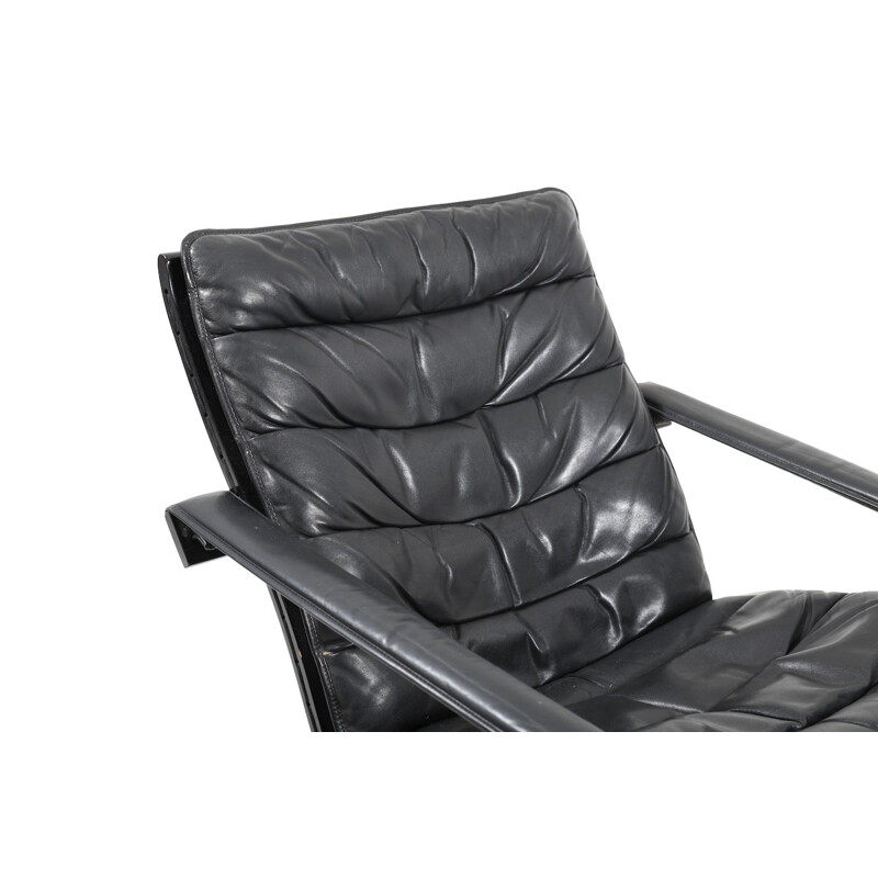 Flex Safari armchair in black Leather by Ingmar Relling for Westnofa Norway - 1960s