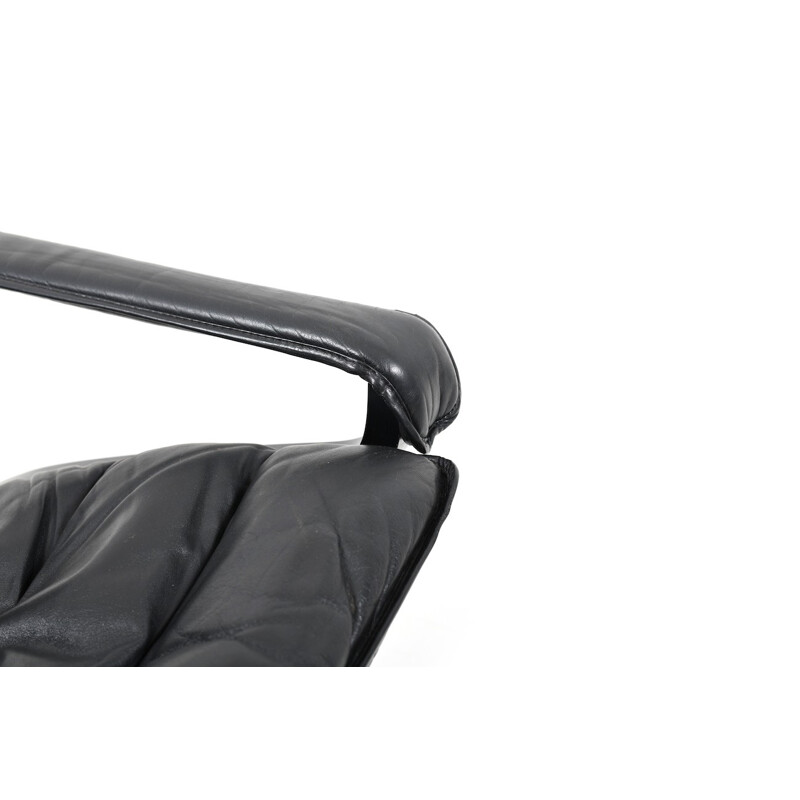 Flex Safari armchair in black Leather by Ingmar Relling for Westnofa Norway - 1960s