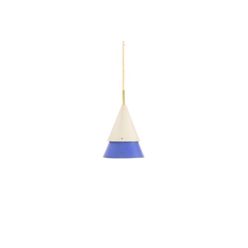 Danish Modern Pendant Lamp in blue and light grey - 1960s