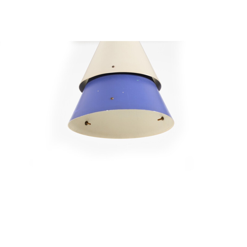 Danish Modern Pendant Lamp in blue and light grey - 1960s