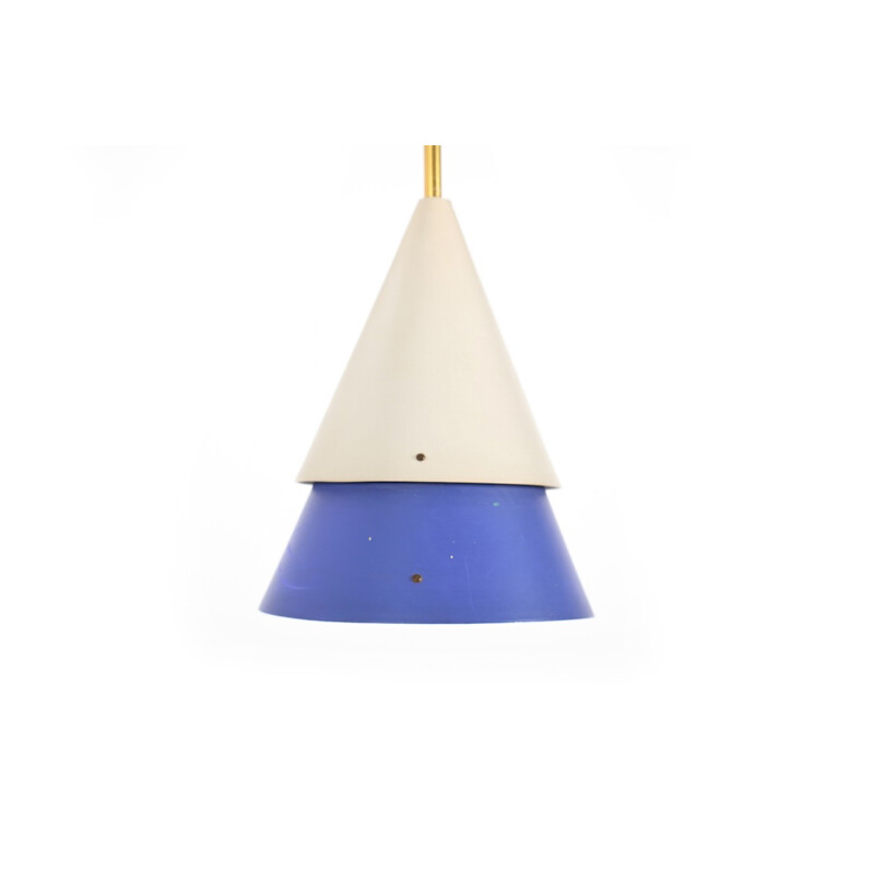 Danish Modern Pendant Lamp in blue and light grey - 1960s