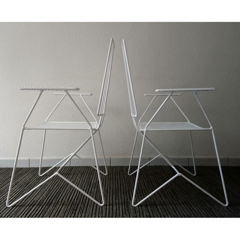 Set of 2 white vintage garden chairs - 1960s