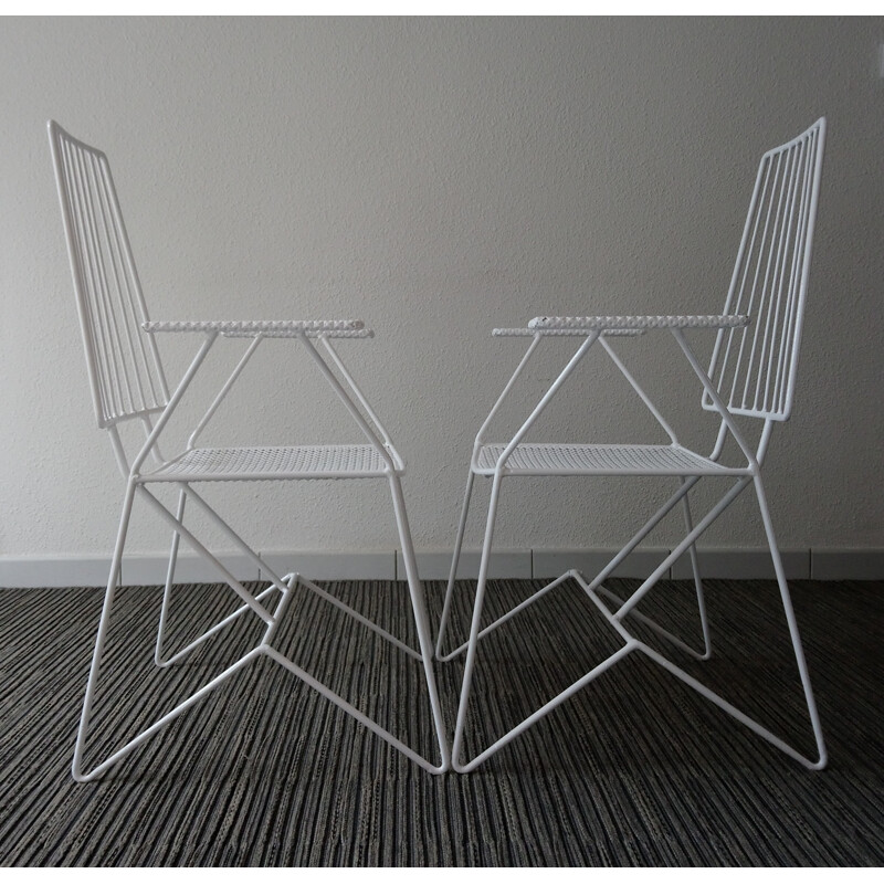 Set of 2 white vintage garden chairs - 1960s