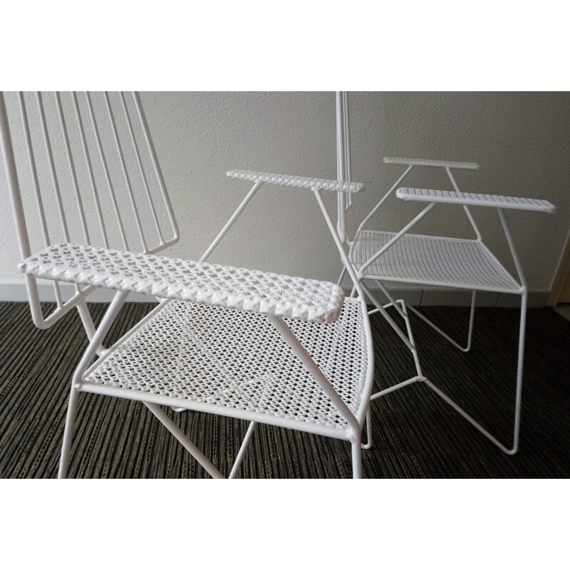 Set of 2 white vintage garden chairs - 1960s