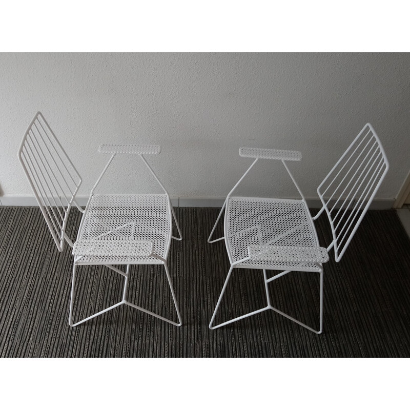 Suite de 2 chaises de jardin vintage blanches - 1960