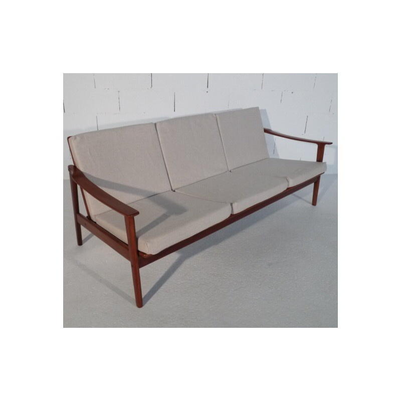 Vintage 3-person cream Scandinavian bench seat - 1960s