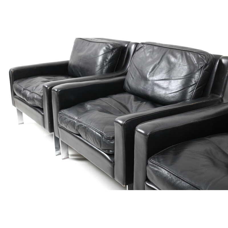 Vintage black leather seating set by Tecta Moebel - 1960s