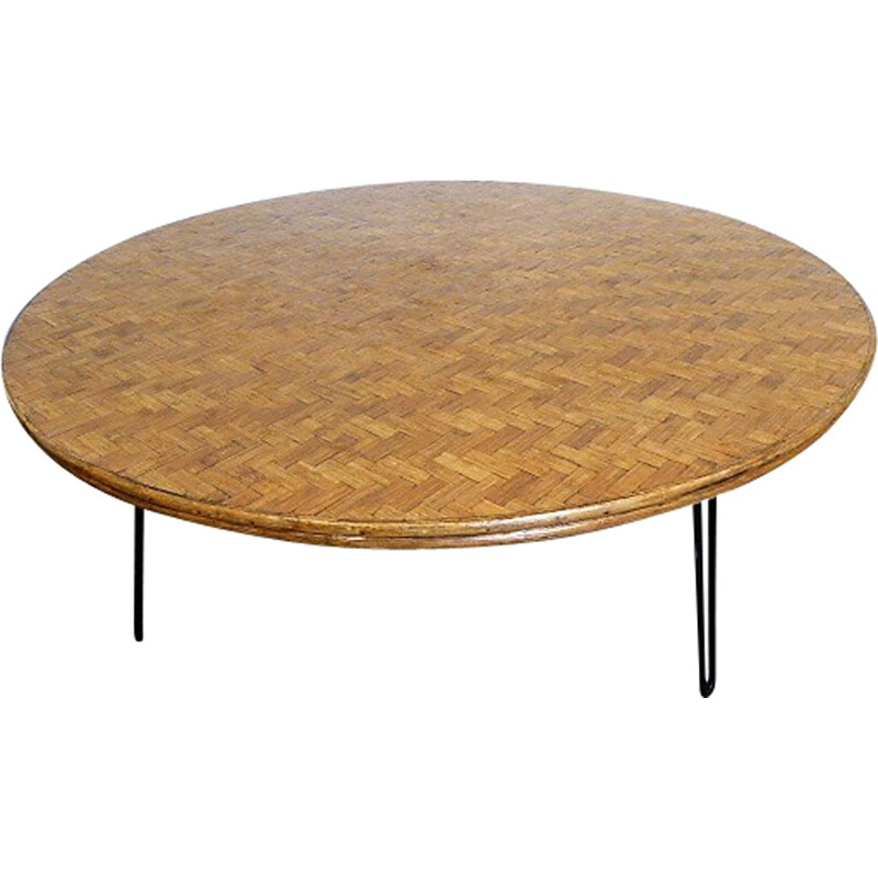 Grande table basse vintage en bambou - 1970