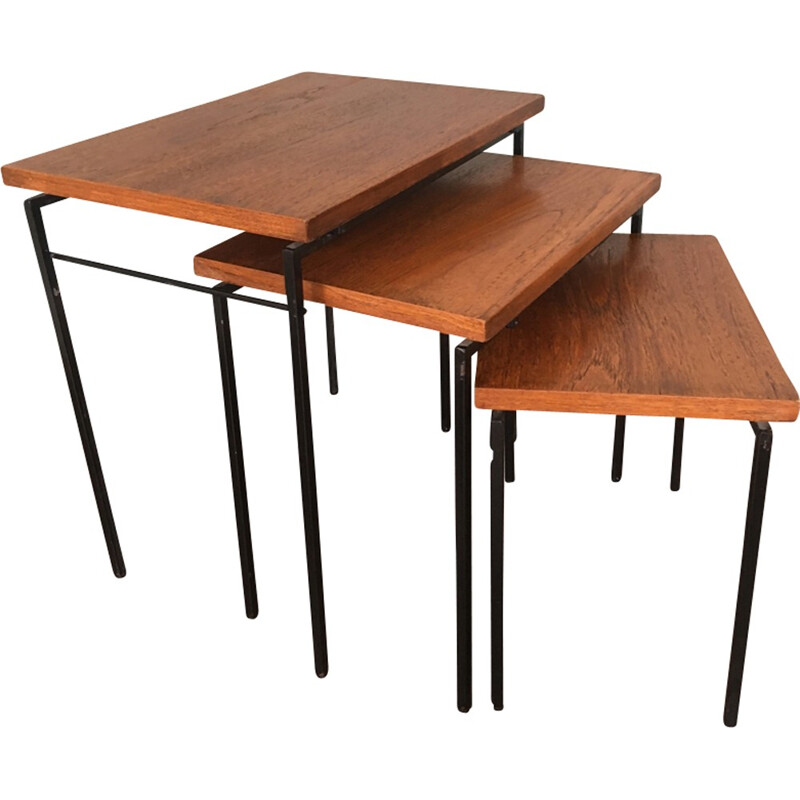 Vintage Nesting Tables with Teak Tops - 1960s