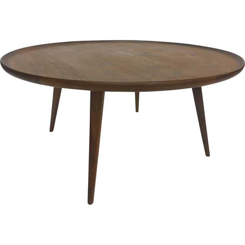 Vintage Round Teak Coffee Table - 1950s