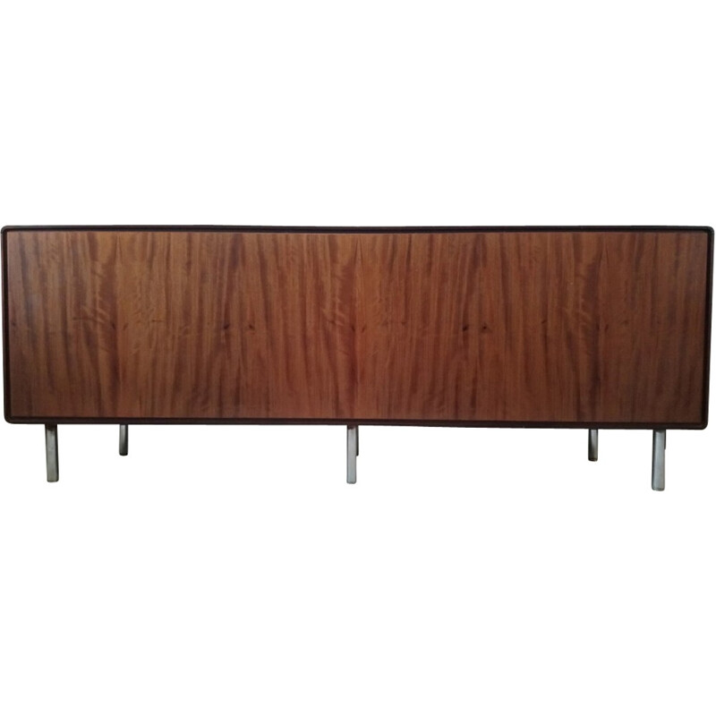 Vintage wooden and leatherette sideboard - 1960s