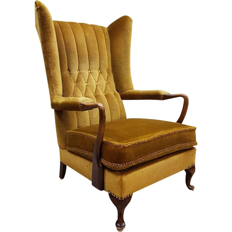 Vintage French wingback lounge chair - 1950s