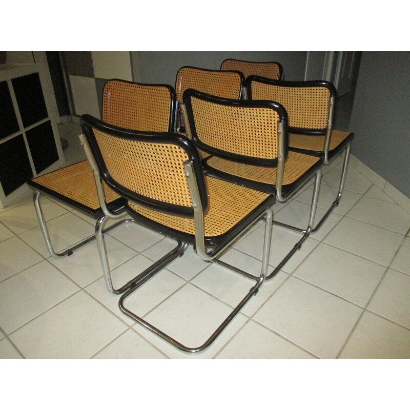 Suite 6 chaises vintage "Cesca B32" par Marcel Breuer - 1980