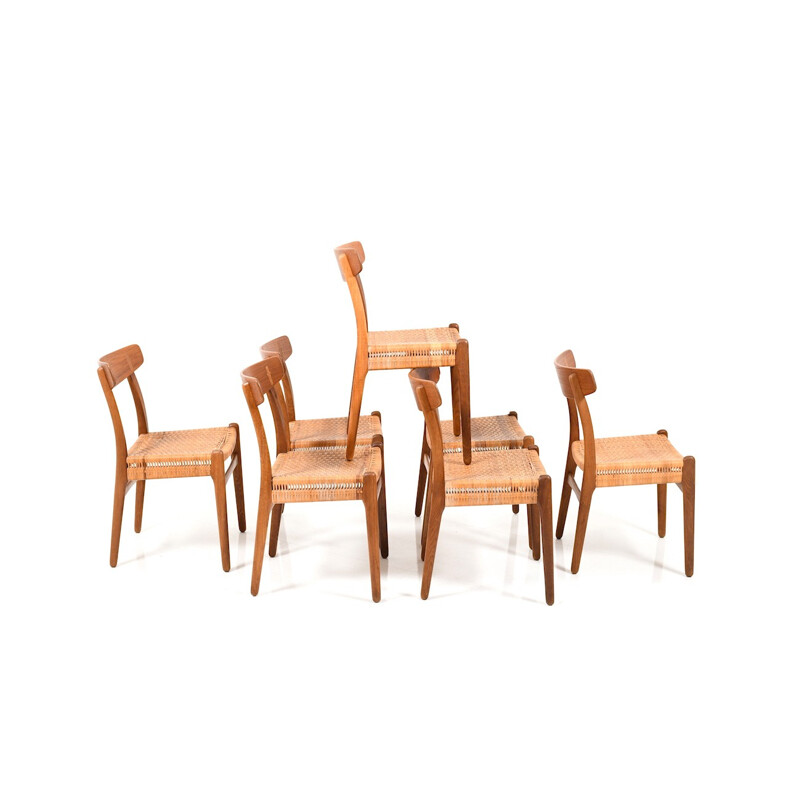 Vintage set of 7 "CH23" chairs by Hans Wegner for Carl Hansen & Son - 1950s