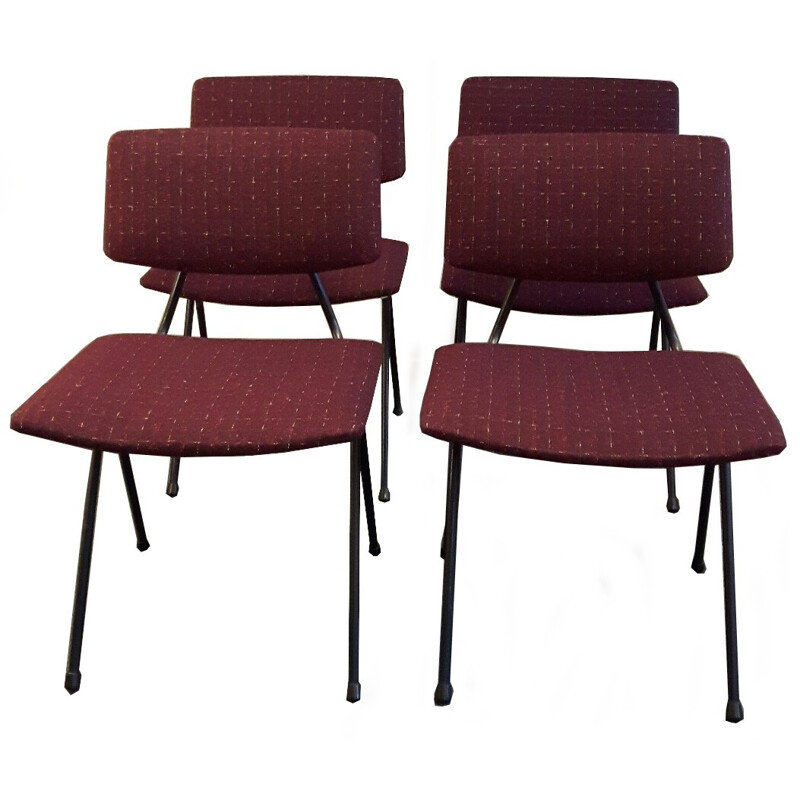 Set of 4 "Compas" chairs by Pierre Guariche for Huchets-Minvielle - 1950s
