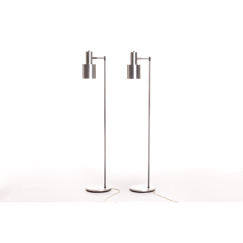 Vintage set of 2 aluminum studio floor lamps by Jo Hammerborg for Fog & Mørup - 1960s