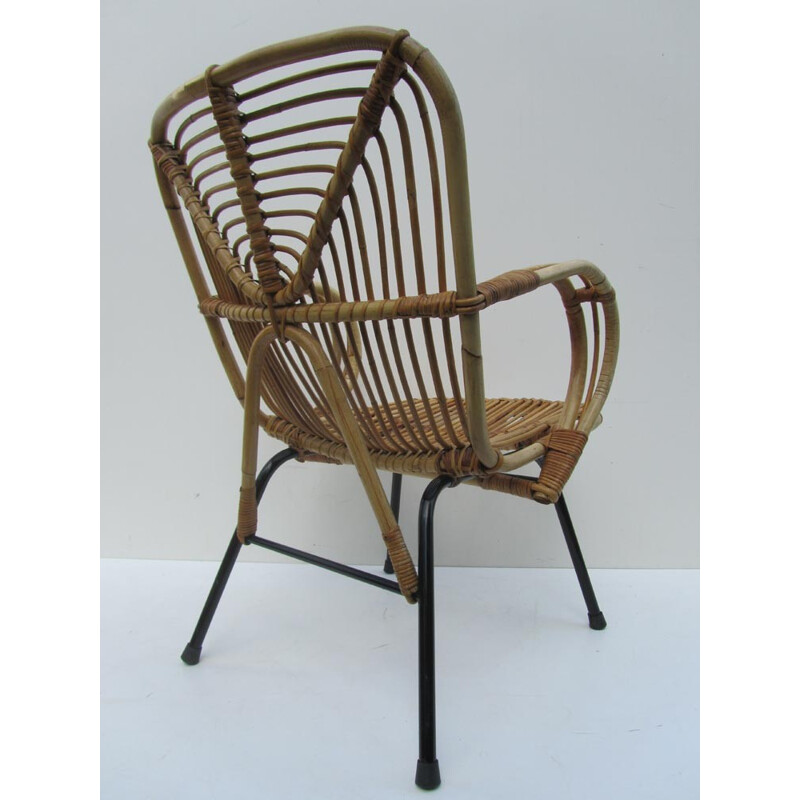 Lounge chair in rattan, Dirk van SLIEDREGT - 1960s