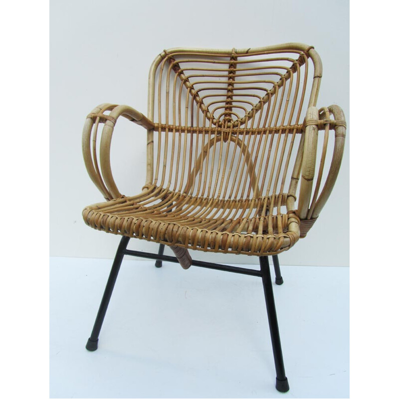 Lounge chair in rattan, Dirk van SLIEDREGT - 1960s