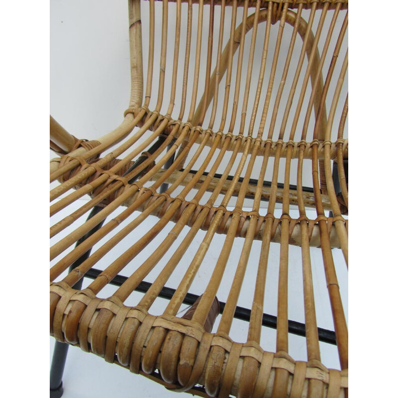 Lounge chair in rattan, Dirk van SLIEDREGT - 1960s