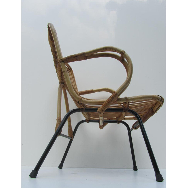 Lounge chair in rattan, Dirk van SLIEDREGT - 1960s