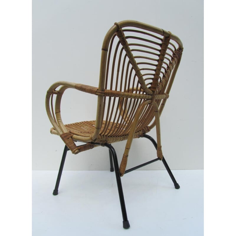 Lounge chair in rattan, Dirk van SLIEDREGT - 1960s