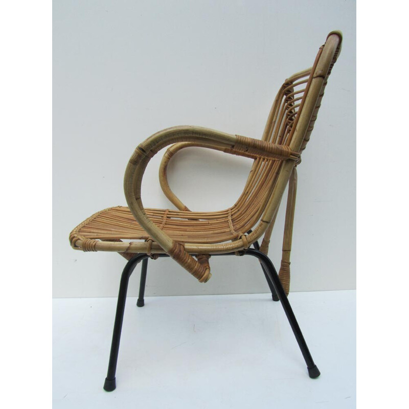 Lounge chair in rattan, Dirk van SLIEDREGT - 1960s