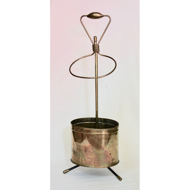 Vintage umbrella stand in brass by Mathieu Mategot - 1950s