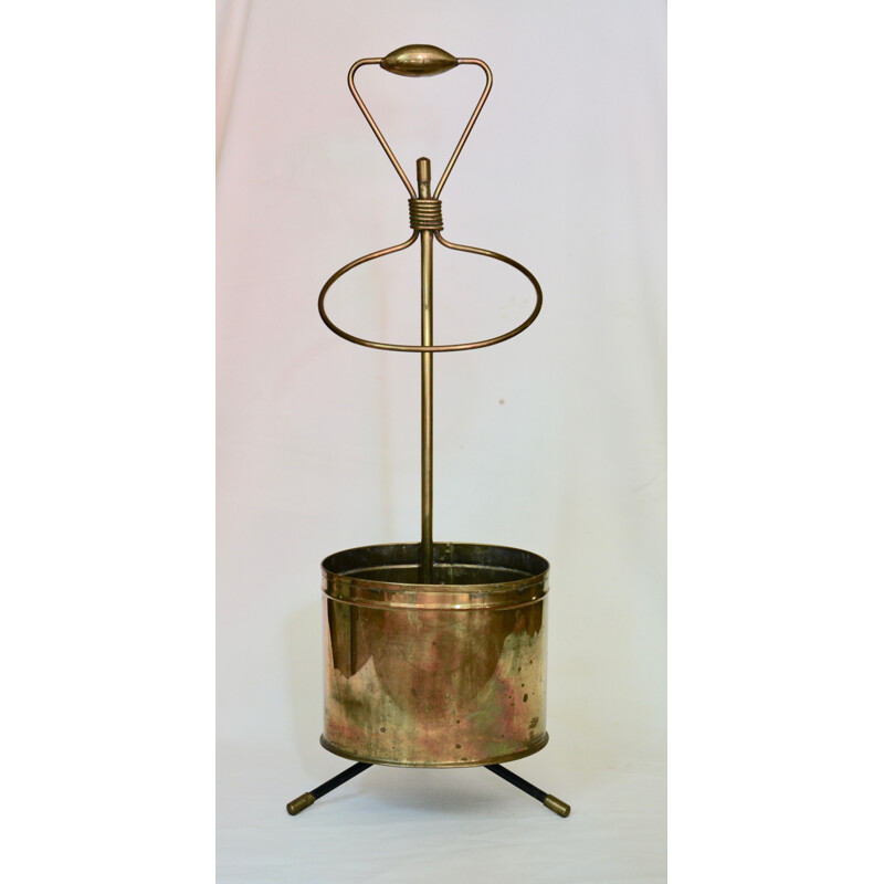 Vintage umbrella stand in brass by Mathieu Mategot - 1950s