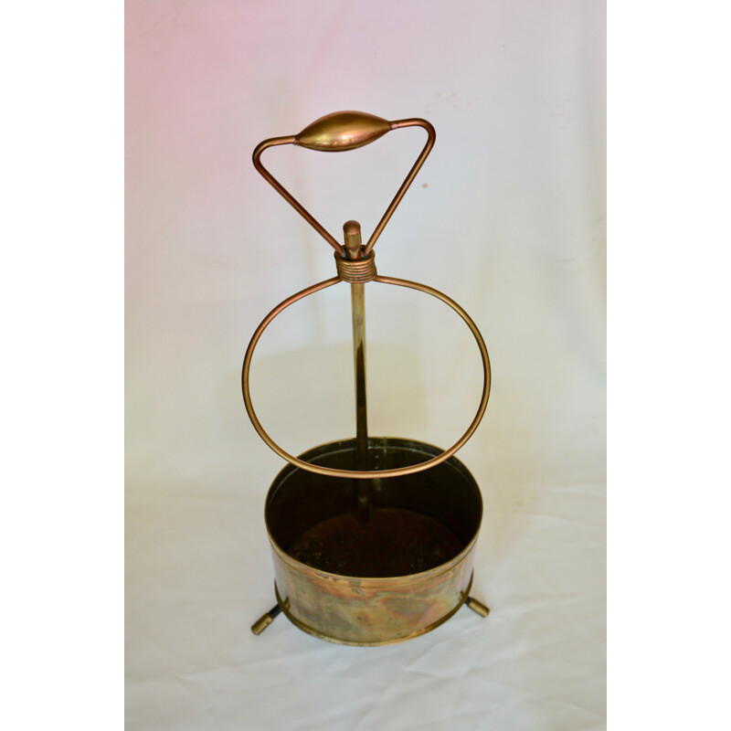 Vintage umbrella stand in brass by Mathieu Mategot - 1950s