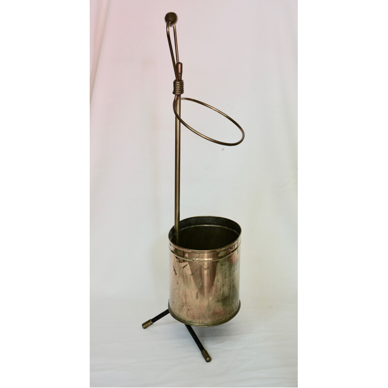 Vintage umbrella stand in brass by Mathieu Mategot - 1950s